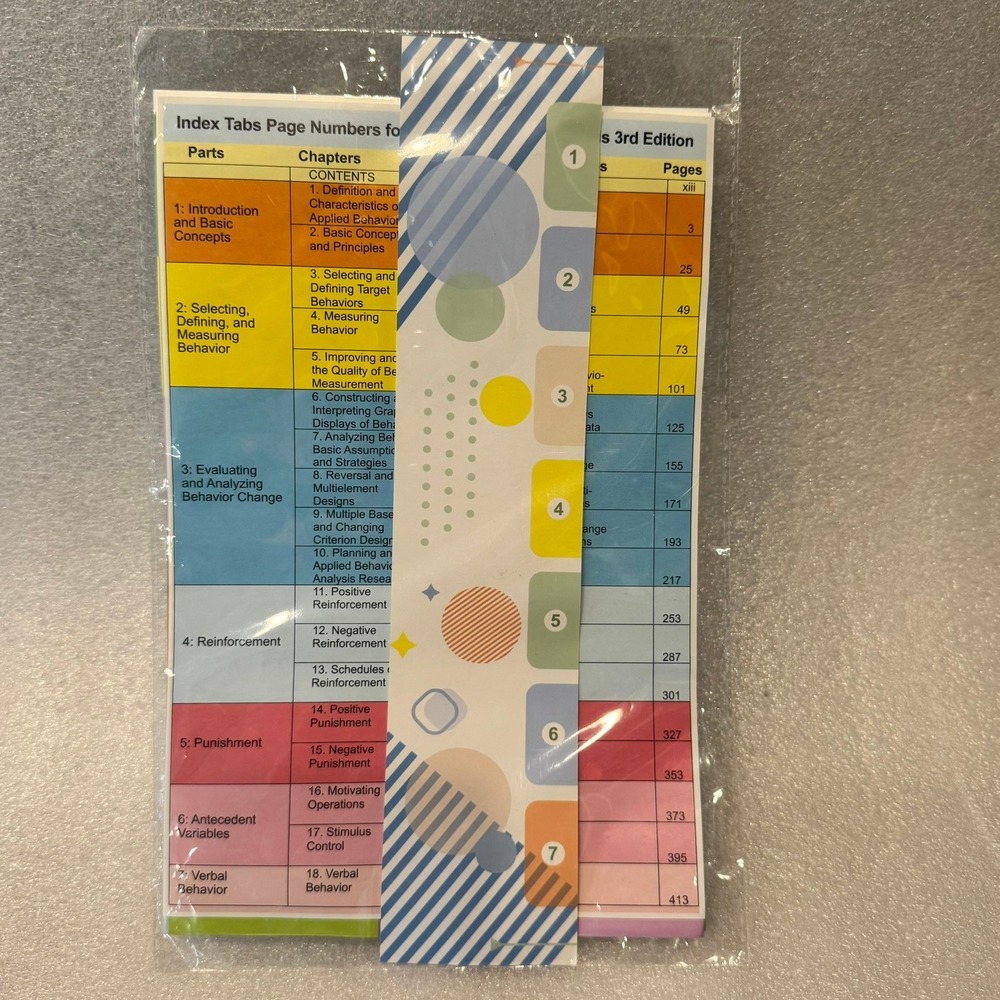 Index Tabs for Applied Behavior Analysis 3rd Edition Cooper Book Dividers
